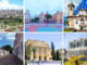 Montagem com imagens de cidades famosas pelo turismo cultural no Brasil